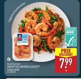 ALDI GOLDEN SEAFOOD Crevettes entières cuites offre