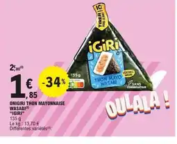 E.Leclerc IGIRI Onigiri thon mayonnaise wasabi offre