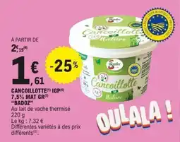 E.Leclerc BADOZ Cancoillotte igp 7,5% mat gr offre