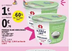 E.Leclerc ALSACE LAIT Fromage blanc bibeleskaes nature 7,8% mat gr offre