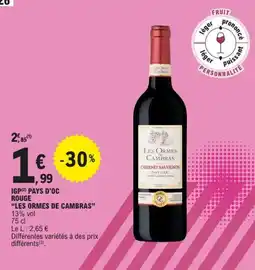 E.Leclerc LES ORMES DE CAMBRAS Igp pays d'oc rouge offre