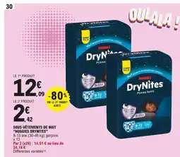 E.Leclerc HUGGIES DRYNITES Sous-vêtements de nuit offre