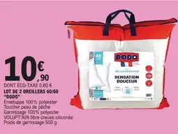E.Leclerc DODO Lot de 2 oreillers 60/60 offre