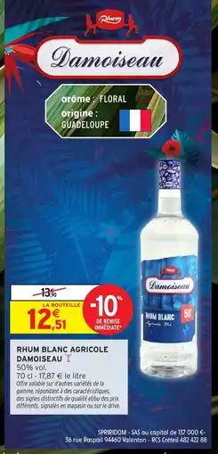 Intermarché DAMOISEAU Rhum blanc agricole offre