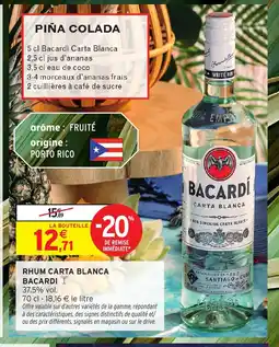 Intermarché BACARDI Rhum carta blanca offre