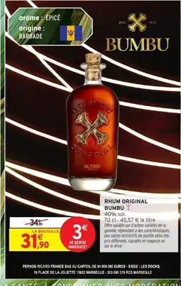 Intermarché BUMBU Rhum original offre