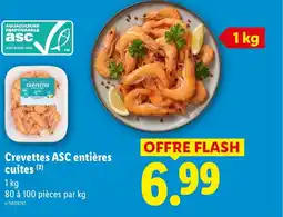 Lidl Crevettes ASC entières cuites offre