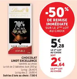 Hyper U Lindt Excellence Chocolat offre