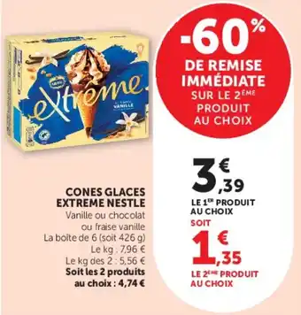 Hyper U Cones glaces extreme nestle offre