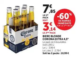 Hyper U Corona extra 4,5° biere blonde offre