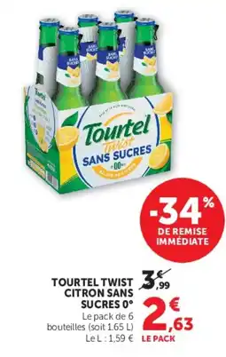 Hyper U Tourtel twist citron sans sucres 0° offre