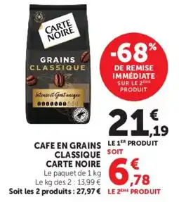 Hyper U Carte Noire Cafe en grains classique offre