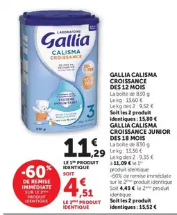 Hyper U Gallia calisma croissance des 12 mois offre
