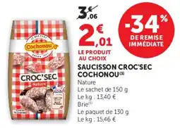 Hyper U Cochonou Saucisson croc'sec offre