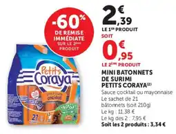 Hyper U Petits Coraya Mini batonnets de surimi offre