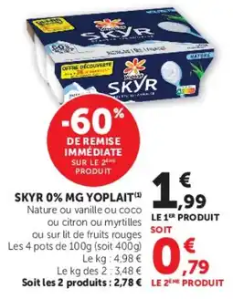 Hyper U Yoplait Skyr 0% mg offre