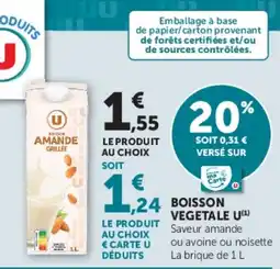 Hyper U Boisson vegetale u offre