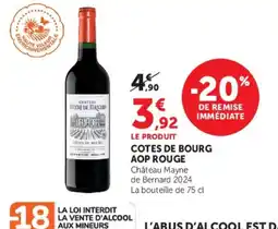 Hyper U Cotes de bourg aop rouge offre