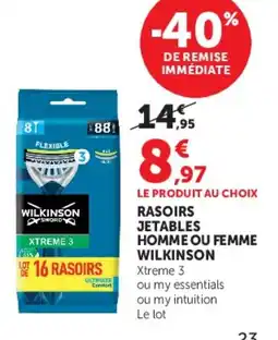 Hyper U Wilkinson Rasoirs jetables homme ou femme offre
