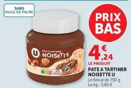 Super U Pate a tartiner noisette u offre
