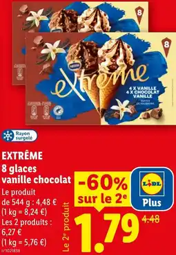 Lidl EXTRÊME 8 glaces vanille chocolat offre