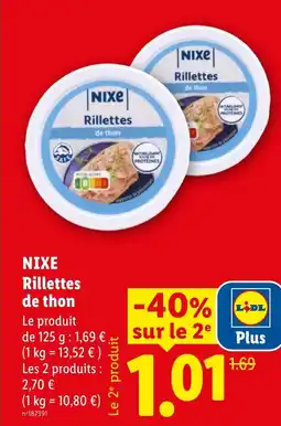 Lidl NIXE Rillettes de thon offre