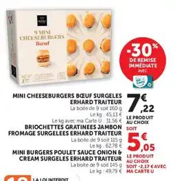 Super U Mini cheeseburgers bœuf surgeles erhard traiteur offre