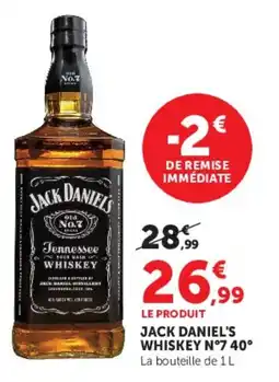 Super U Jack daniel's whiskey n°7.40° offre