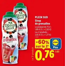 Lidl PLEIN SUD Sirop de grenadine offre