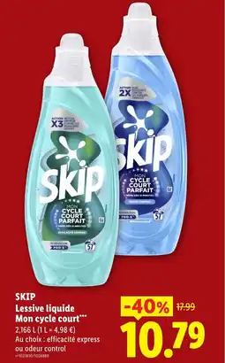 Lidl SKIP Lessive liquide Mon cycle court offre