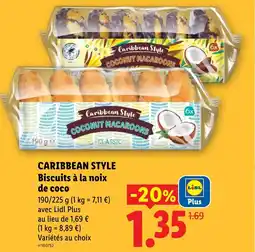 Lidl CARIBBEAN STYLE Biscuits à la noix de coco offre