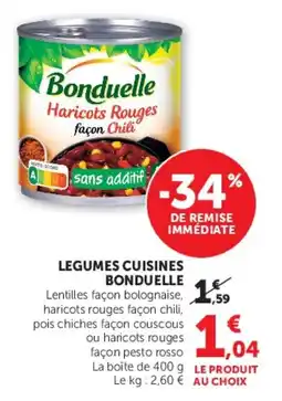 Super U Legumes cuisines bonduelle offre
