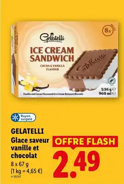 Lidl GELATELLI Glace saveur vanille et chocolat offre