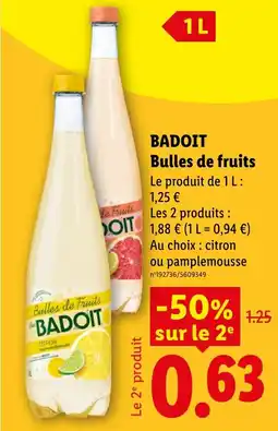 Lidl BADOIT Bulles de fruits offre