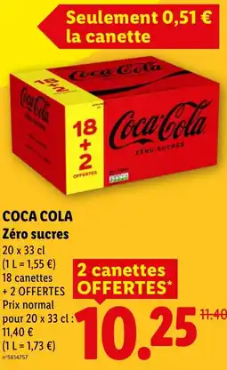 Lidl COCA COLA Zéro sucres offre