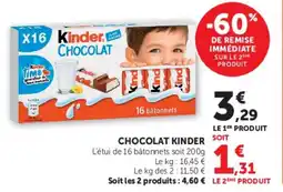 Super U Chocolat kinder offre