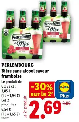 Lidl PERLEMBOURG Bière sans alcool saveur framboise offre