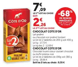 Super U Chocolat cote d'or offre