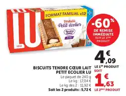 Super U Biscuits tendre cœur lait petit ecolier lu offre