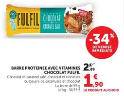 Super U Barre proteinee avec vitamines chocolat fulfil offre
