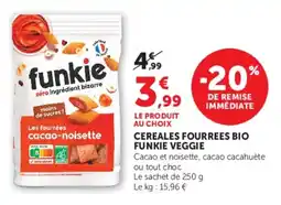 Super U Cereales fourrees bio funkie veggie offre