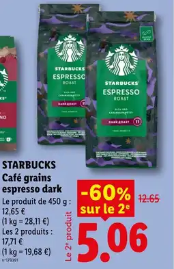 Lidl STARBUCKS Café grains espresso dark offre