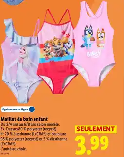 Lidl Maillot de bain enfant offre