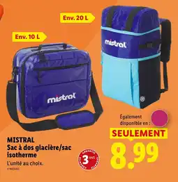 Lidl MISTRAL Sac à dos glacière/sac isotherme offre