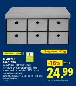 Lidl LIVARNO Banc coffre offre