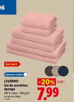 Lidl LIVARNO Set de serviettes éponge offre