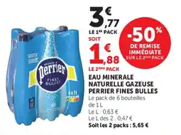 Super U Eau minerale naturelle gazeuse perrier fines bulles offre