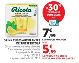 Super U Drink cubes aux plantes de suisse ricola offre