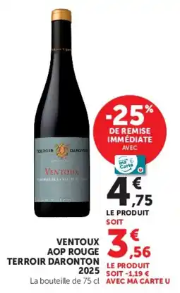 Super U Ventoux aop rouge terroir daronton 2025 offre
