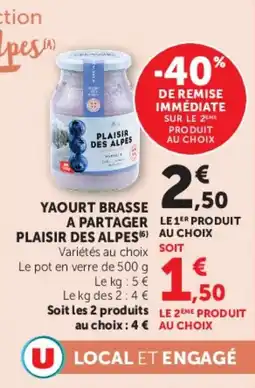 Super U Yaourt brasse a partager plaisir des alpes offre